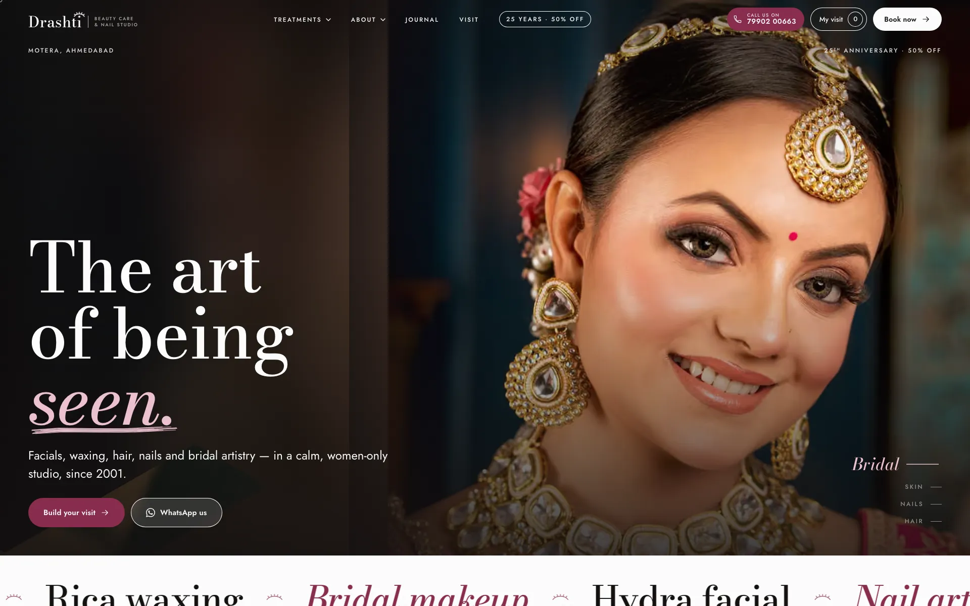 Drashti Beauty Care website designed and built by Renav